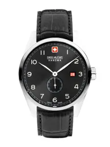 SWISS MILITARY HANOWA Men Leather Textured Straps Analogue Swiss Made Watch SMWGB0000703