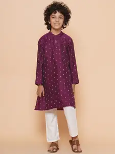 Bittu By Bhama Boys Woven Design Zari Straight Kurta with Pyjamas