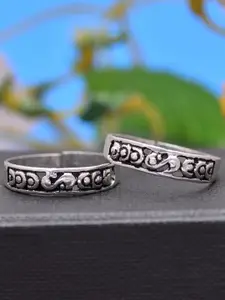 Abhooshan Set Of 2 92.5 Sterling Silver Oxidized Adjustable Toe Rings