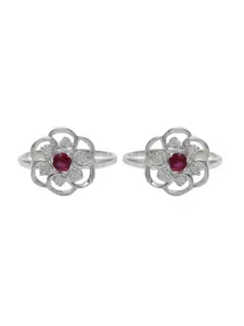 Abhooshan 92.5 Sterling Silver CZ-Studded Adjustable Toe Rings