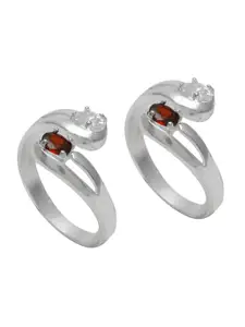 Abhooshan 92.5 Sterling Silver CZ-Studded Adjustable Toe Rings