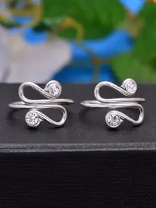 Abhooshan 92.5 Sterling Silver Crystal-Studded Adjustable Toe Rings