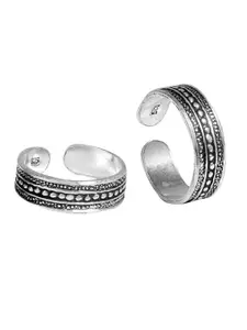 Abhooshan Set Of 2 92.5 Sterling Silver Oxidised Adjustable Toe Rings