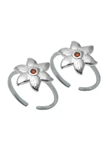 Abhooshan 92.5 Sterling Silver CZ-Studded Adjustable Toe Rings