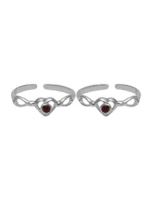 Abhooshan Set Of 2 92.5 Sterling Silver Adjustable Toe Rings