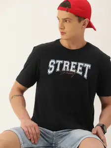 Kook N Keech Men Typography Printed Oversized Drop-Shoulder Sleeves Pure Cotton T-shirt