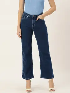 AND Women Wide Leg Light Fade Stretchable Mid-Rise Jeans