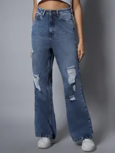 High Star Non Stretch Flare Fit High Distress Jeans