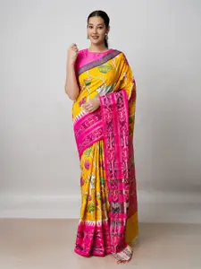 Unnati Silks Kalamkari Printed Jute Silk Tussar Saree