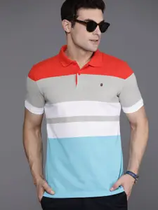 Louis Philippe Sport Striped Polo Collar Slim Fit T-shirt