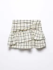 Mango Kids Girls Checked A-line Mini Skirt