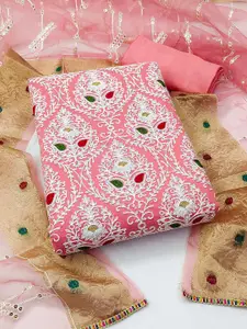 MANVAA Ethnic Motifs Embroidered Unstitched Dress Material