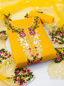 MANVAA Floral Embroidered Unstitched Dress Material