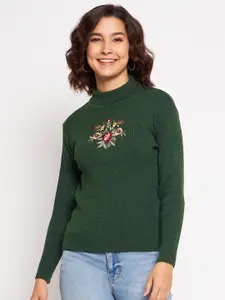 CLAPTON Floral Embroidered Turtle Neck Pullover Sweater