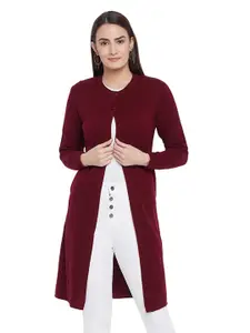 CLAPTON Boucle Self Design Longline Cardigan Sweater