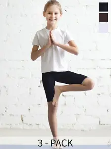 TWIN BIRDS Girls Pack Of 3 Skinny Fit Sports Shorts