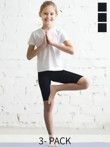 TWIN BIRDS Girls Pack Of 3 Skinny Fit Cotton Sports Shorts