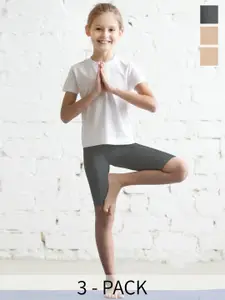 TWIN BIRDS Girls Pack Of 3 Skinny Fit Sports Shorts