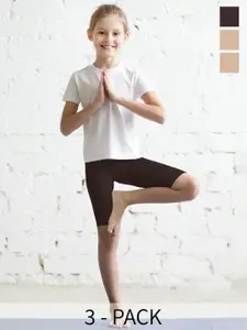 TWIN BIRDS Girls Pack Of 3 Skinny Fit Cotton Sports Shorts