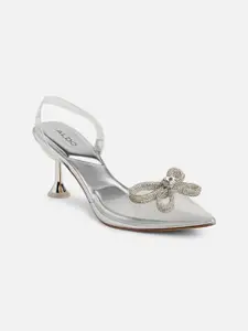 ALDO Pointed Toe Block Heels With Bows & Backstrap