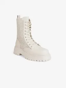 ALDO Women Textured Leather Mid-Top Chunky Boots