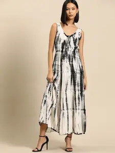 all about you Tie and Dye Dyed Crepe Tiered A-Line Maxi Dress