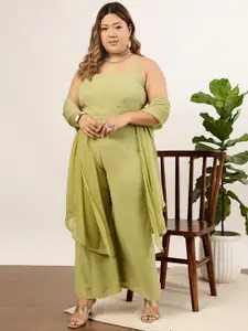indo street Plus Size Embellished Top & Palazzo