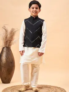 VASTRAMAY Boys Kurta & Pyjamas With Nehru Jacket