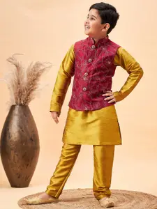 VASTRAMAY Boys Mandarin Collar Straight Kurta with Pyjamas