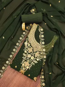 KALINI Ethnic Motifs Embroidered Zari Silk Georgette Unstitched Dress Material
