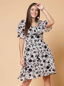 plusS Floral Print Fit & Flare Dress
