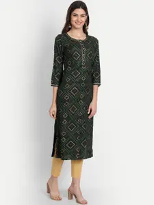 SUTI Bandhani Printed Gotta Patti Straight Kurta