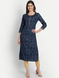 SUTI Bandhani Printed Gotta Patti Straight Kurta