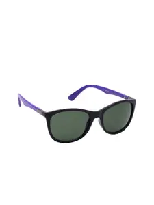 HRINKAR Women Green Lens & Black Square Sunglasses With UV Protected Lens