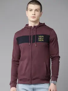 Van Heusen Men Striped Hooded Sweatshirt
