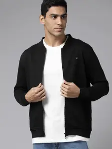 Van Heusen Men Slim Fit Solid Stand Collar Front-Open Sweatshirt