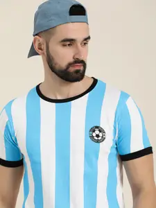 Moda Rapido Minimal Football Graphic Print & Striped Pure Cotton T-shirt