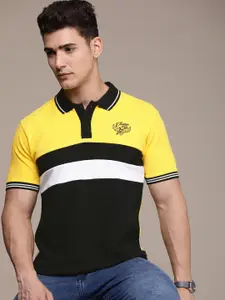 Moda Rapido Pure Cotton Colourblocked Polo Collar Casual T-shirt