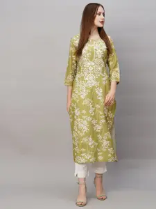 GoSriKi Floral Embroidered Thread Work Regular Kurta