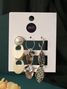 Jazz and Sizzle Set Of 3 Gold-Plated Contemporary Drop Earrings