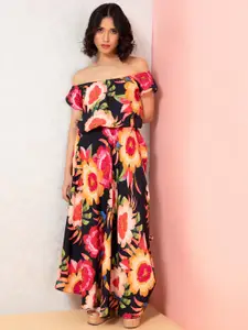 Rhe-Ana Floral Printed Off-Shoulder Top & Skirt
