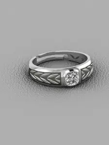Vitra Jewellery Rhodium-Plated American Diamond-Studded Ring