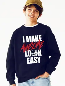 KINSEY Boys Mickey Mouse & Typography Printed Fleece Sweatshirt