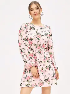 Harpa Floral Print Puff Sleeves Fit & Flare Dress