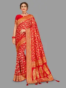 HASRI Floral Woven Design Zari Pure Silk Banarasi Saree