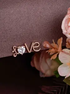 AccessHer Rose Gold Plated American Diamond Studded Studs Earrings