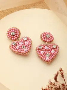 Jazz and Sizzle Heart Shaped Beaded Drop Earrings