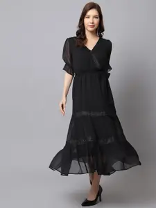 Just Wow Puff Sleeves Organic Cotton A Line Dress