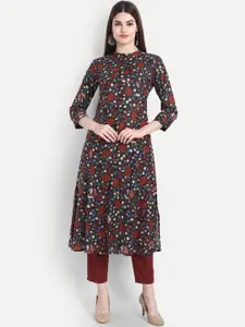 SUTI Floral Printed Mandarin Collar Cotton Kurta