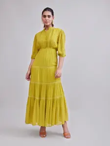 Style Island Mandarin Collar Lace Maxi Dress